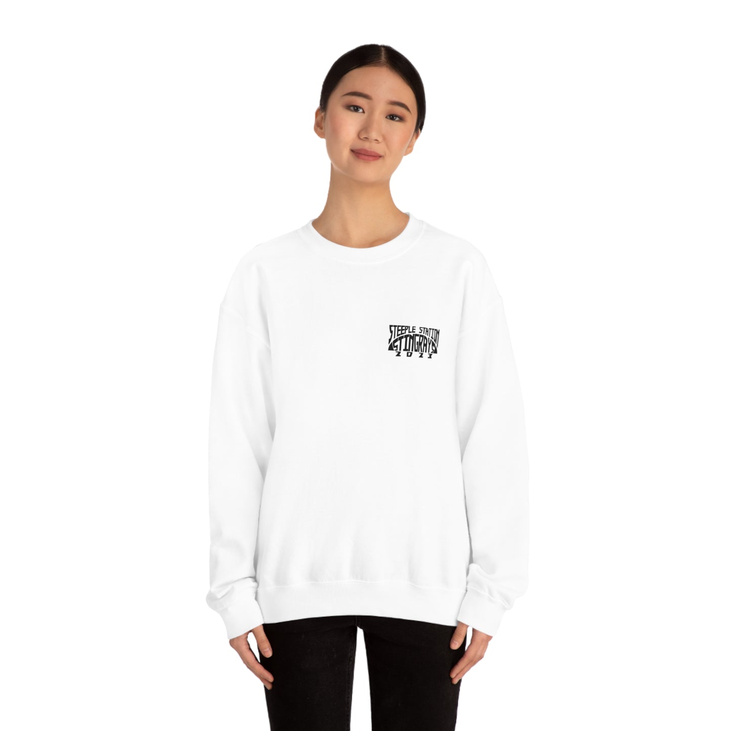 Stingrays Crewneck Sweatshirt Black Design Front and Back