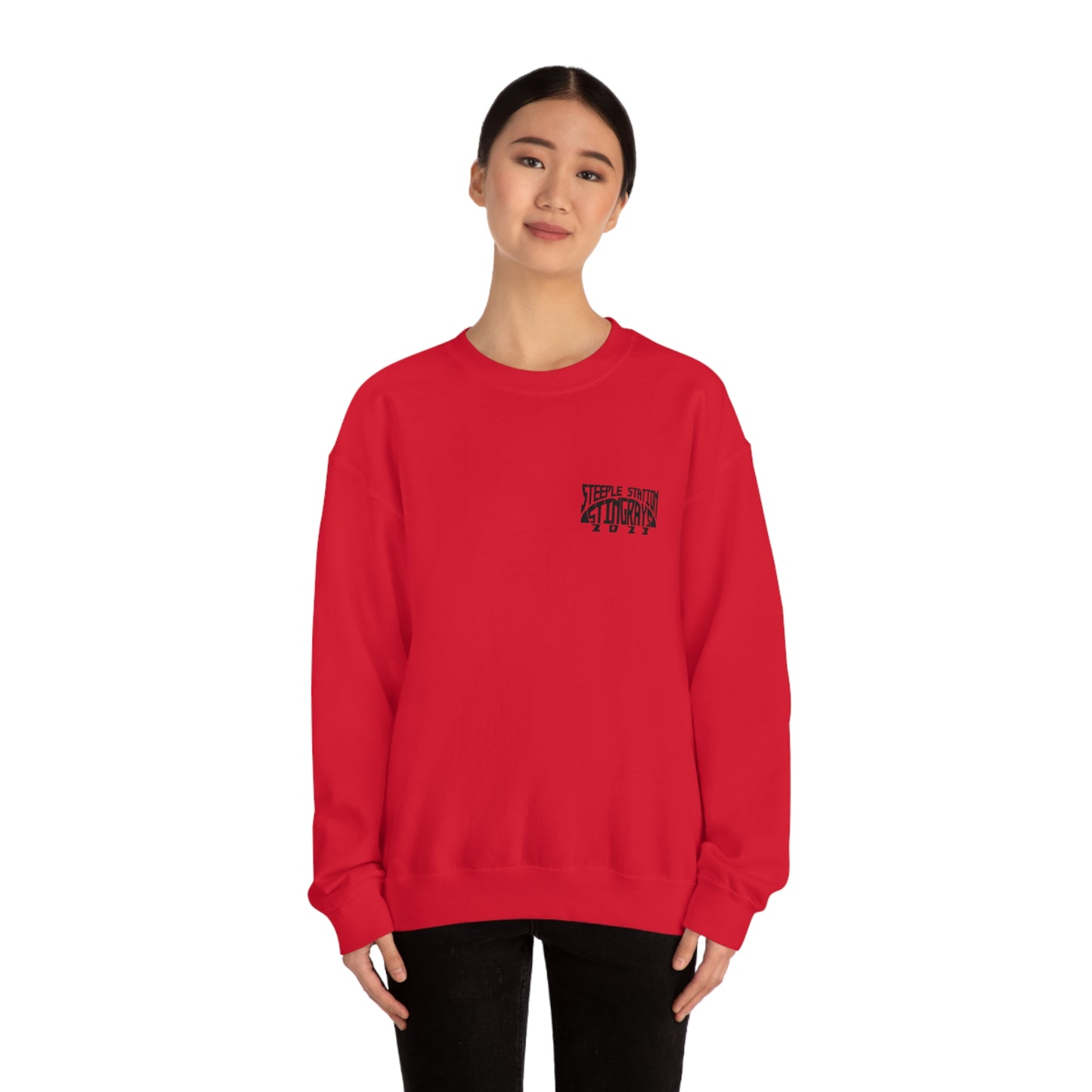 Stingrays Crewneck Sweatshirt Black Design Front and Back