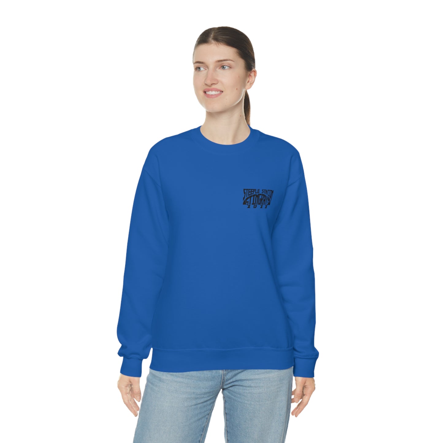 Stingrays Crewneck Sweatshirt Black Design Front and Back