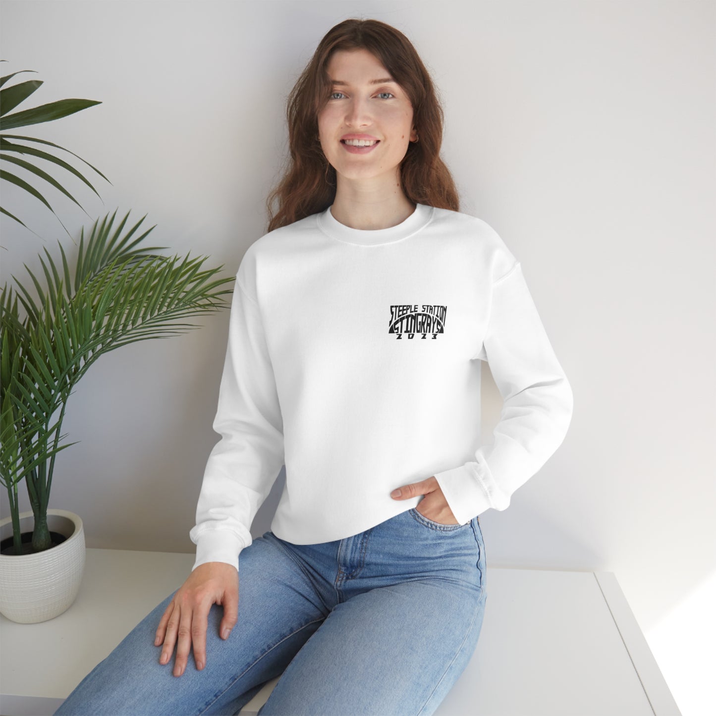 Stingrays Crewneck Sweatshirt Black Design Front and Back