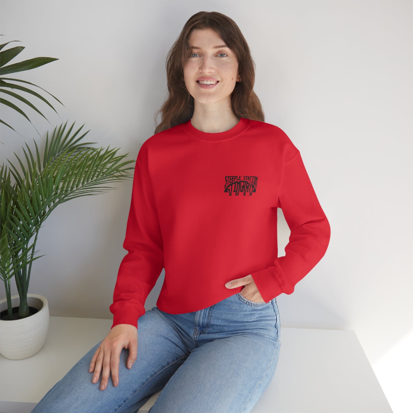 Stingrays Crewneck Sweatshirt Black Design Front and Back