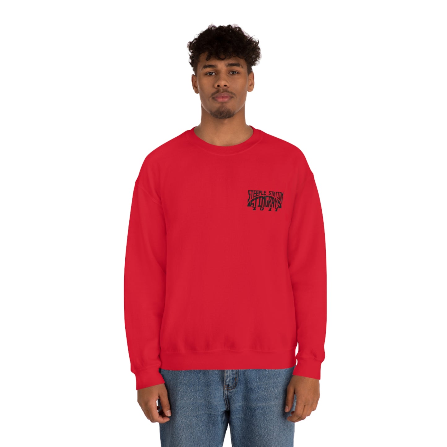 Stingrays Crewneck Sweatshirt Black Design Front and Back