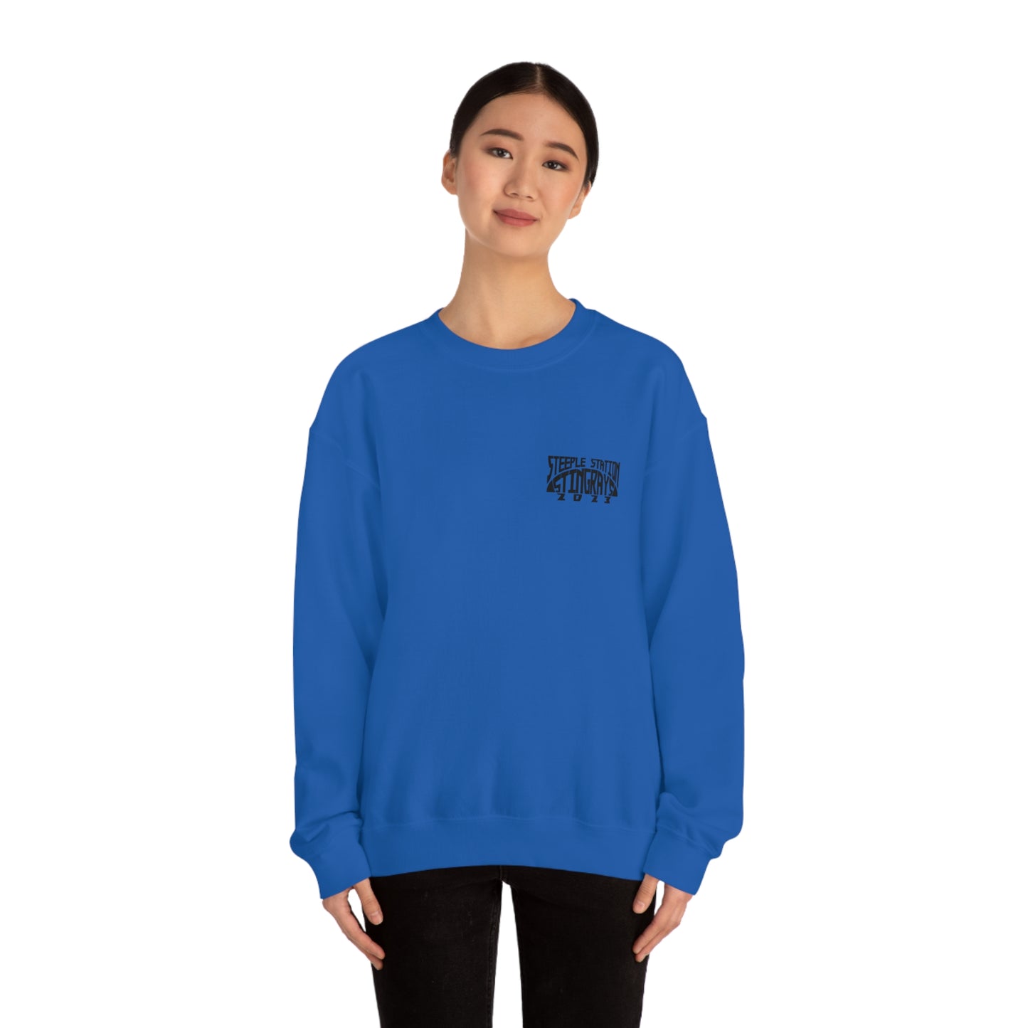 Stingrays Crewneck Sweatshirt Black Design Front and Back