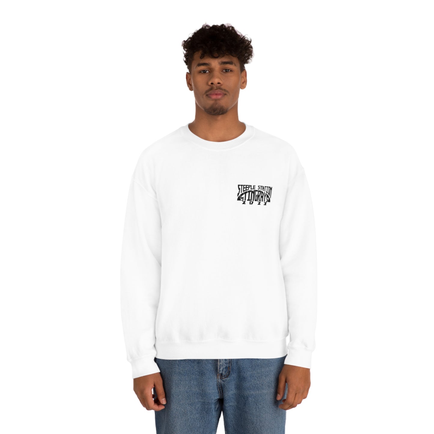 Stingrays Crewneck Sweatshirt Black Design Front and Back