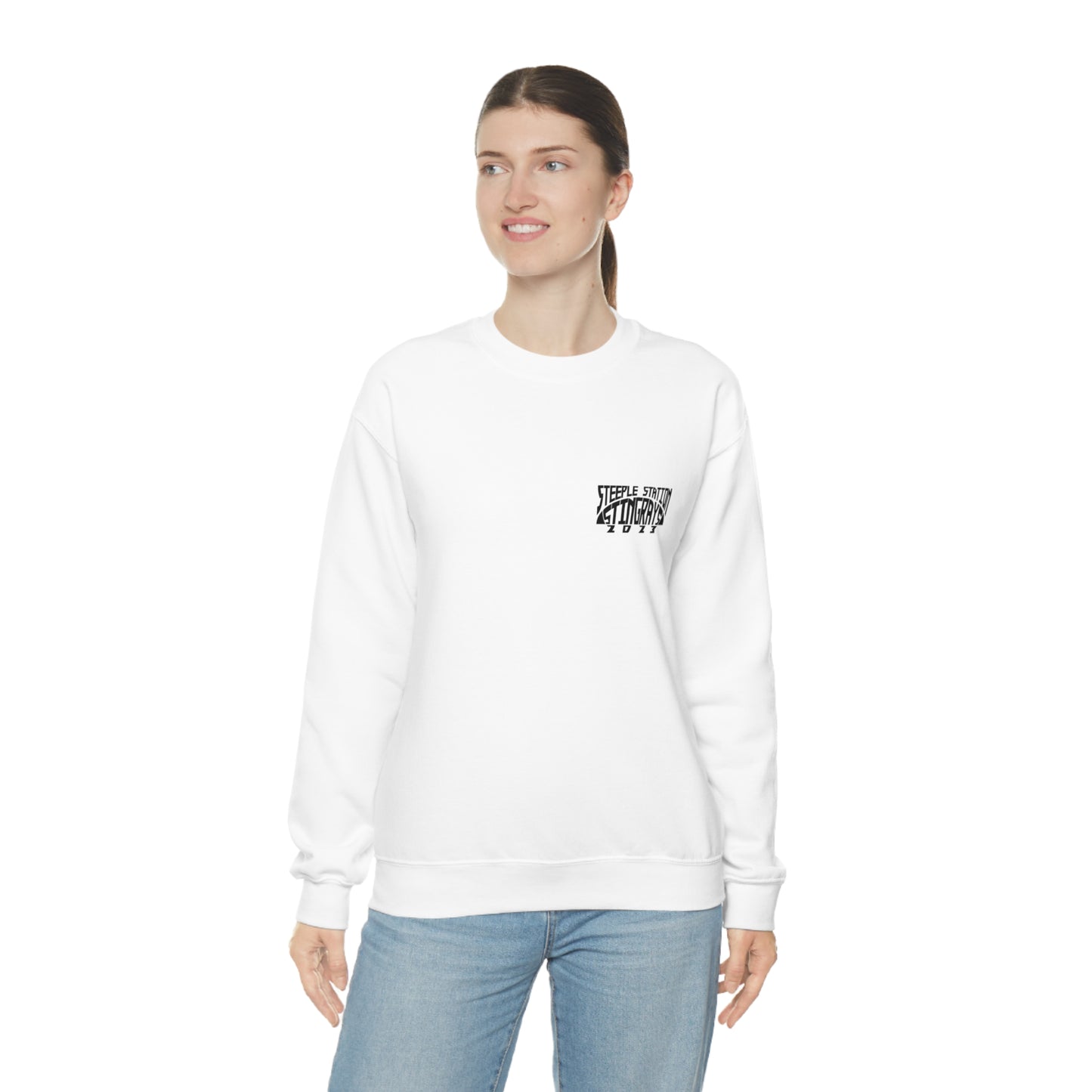 Stingrays Crewneck Sweatshirt Black Design Front and Back