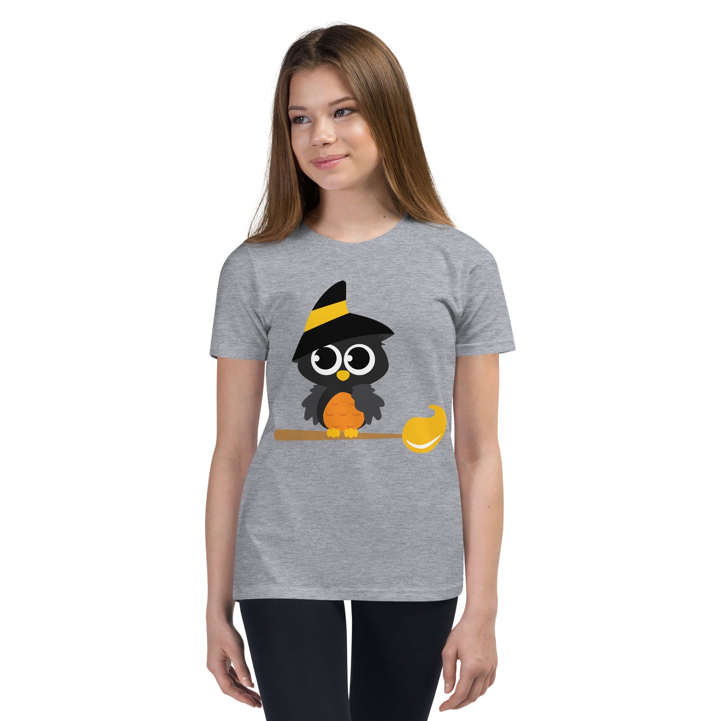 Youth tee Owl on a Broom Halloween