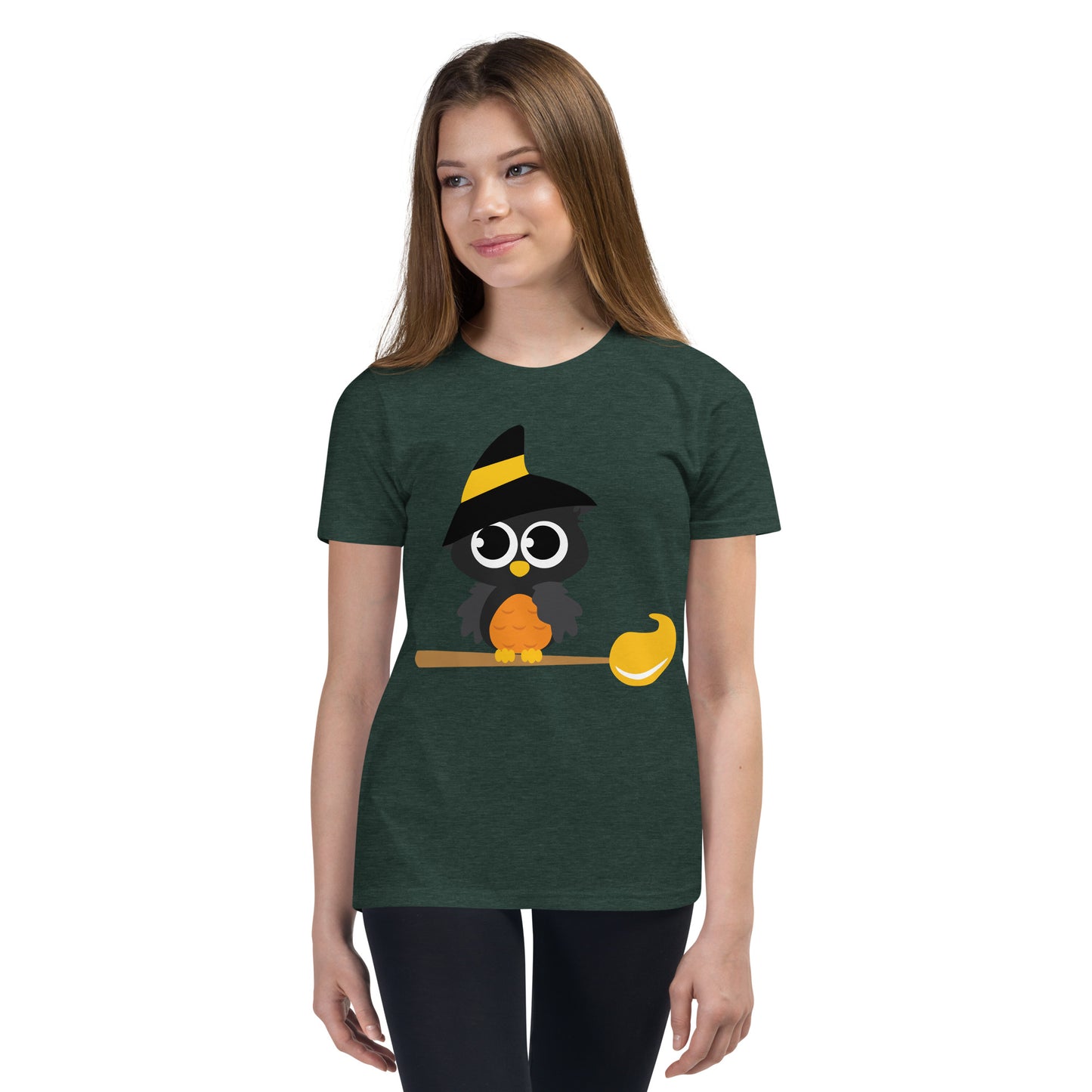 Youth tee Owl on a Broom Halloween