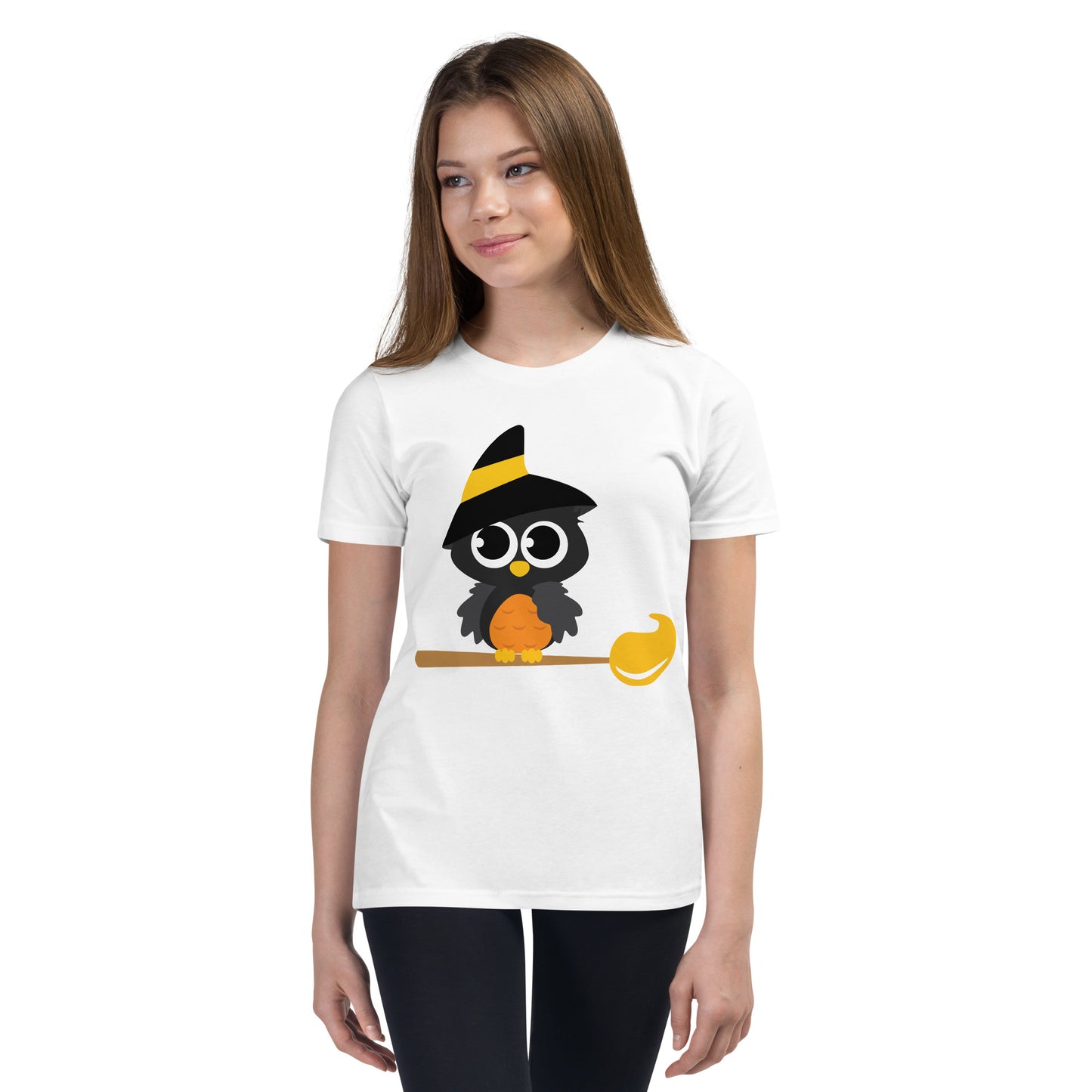 Youth tee Owl on a Broom Halloween